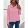 Buttoned Collar Long Sleeve Solid Texture Casual Women S Sweatshirt