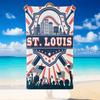 Quick Dry Beach Towel St Louis Baseball Pattern, Lightweight Absorbent Towel for Pool Beach Vacation Use