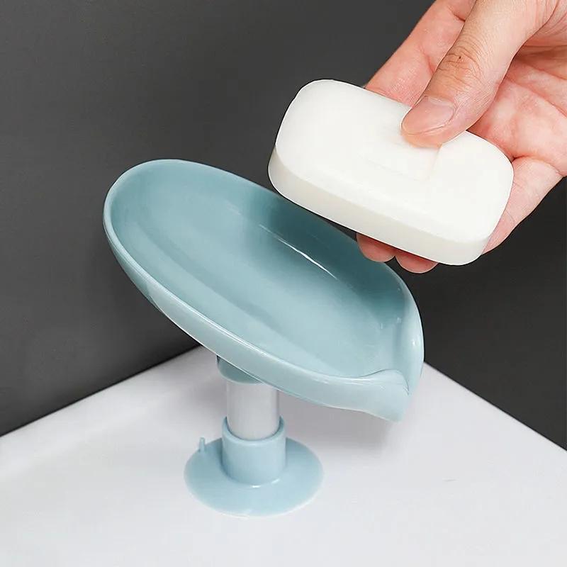 2 Pcs Leaf Shaped Soap Holder Shower Soap Shelf Free Punching Soap Box Home Does Not Accumulate Water Bathroom Supplies