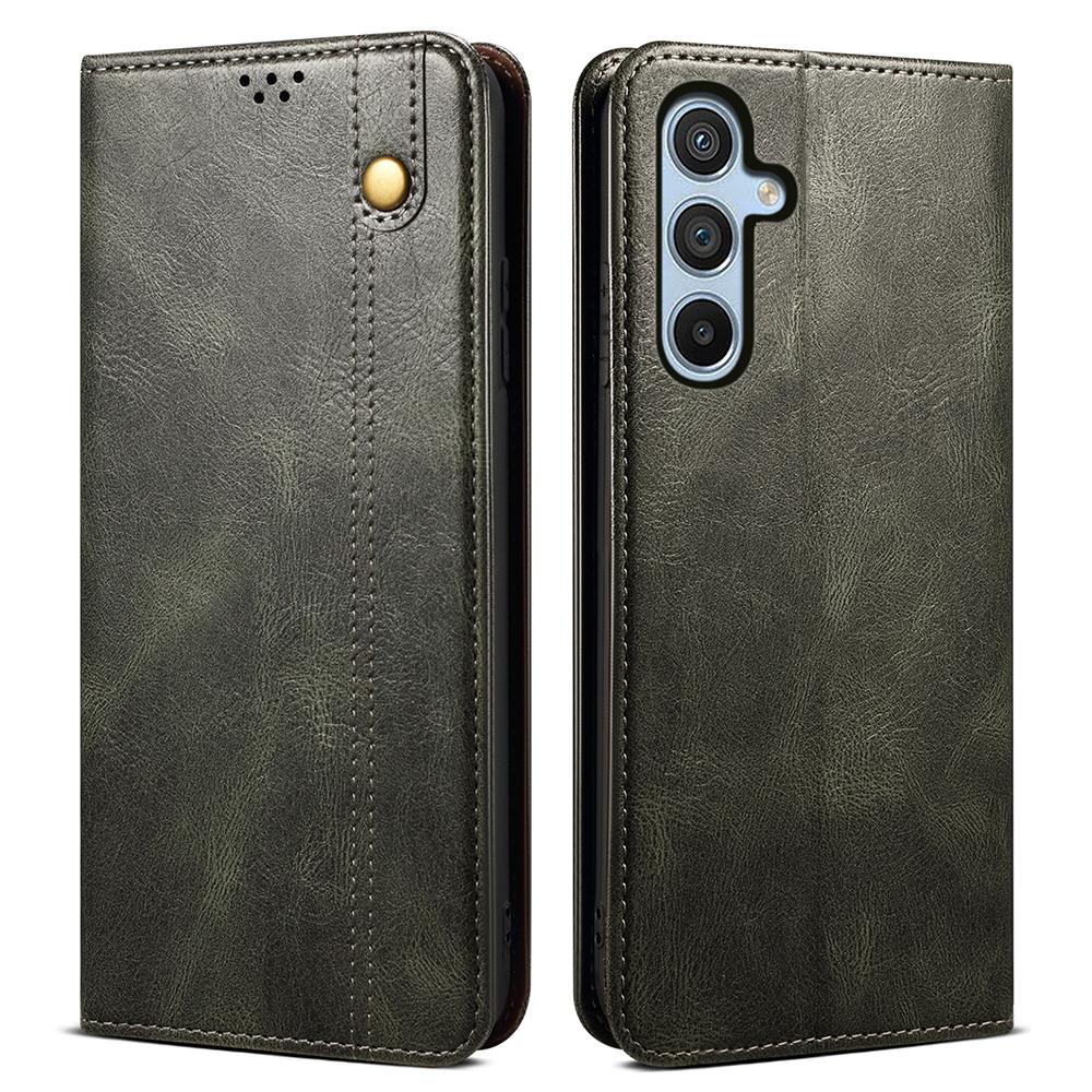 

Wallet Case for Samsung Galaxy A25 5G (Global) (161.0 x 76.5 x 8.3mm) PU Leather Phone Shell Waxy Crazy Horse Texture Stand Cover Green