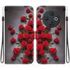 Handmade PU Leather Flip Case for Tecno Spark 30C (4G) Anti-Slip Shockproof Cover with Wrist Strap & Heart/Rose Cat Designs