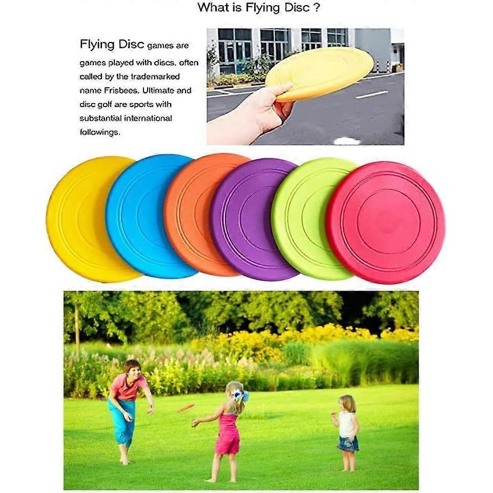 Kids Flying Disc Toy Outdoor Playing Lawn Game Disk Flyer for Kindergarten Teaching Soft Silicone Colorful 6 Pack Set