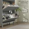 Shoe cabinet 24 pairs with 3 flip-down drawers and adjustable shelves, 80x23.5x121cm, grey