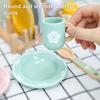 Wooden Kitchen Toy Set for Kids Wood Dinnerware Playset with Plates Cups Cutlery And Holders Simulated Play House Kitchen Pretend Toy Gift