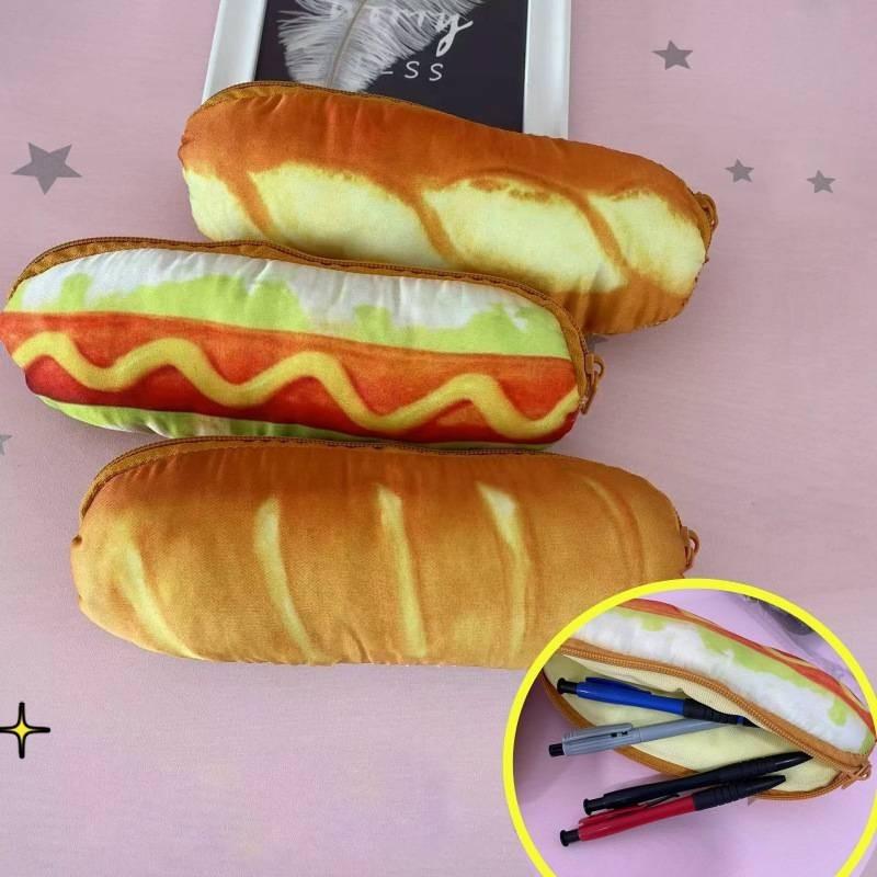 Cute Cartoon Toast Plush Pencil Case For Kids School Supplies Storage