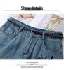 2025 New Retro High-Waist Women's Wide-Leg Denim Shorts with Chinese Embroidery - Summer Style