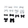 100pcs Resin Bowknot Nail Art Ornaments, Black & White Ribbon Style