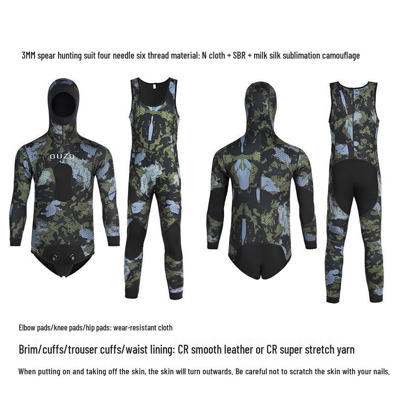 WEZHO Herr 3 mm Tvådelad Fridykning Fiske med Harpun Våtdräkt