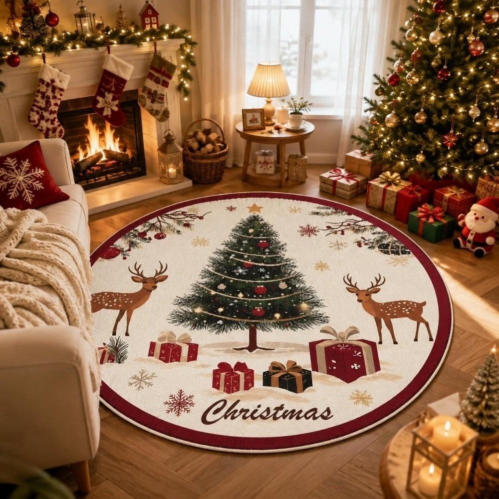 2D Flat Printed Christmas Rug Reindeer Xmas Home Decor Christmas Doormat Festive Occasion