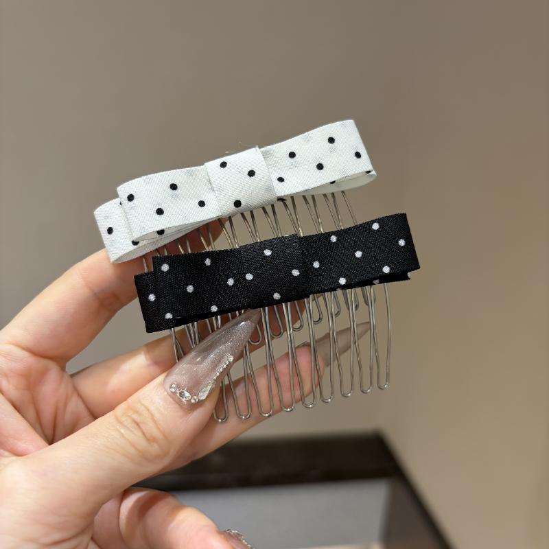 Polka Dot Bow Hair Comb Cute Minimalist Design Non Slip Durable for Women Girls Home Daily Hair Accessory
