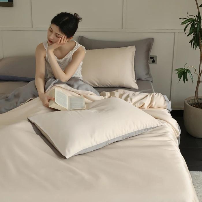 

Lenzing Tencel Bedding Duvet Cover for Single Double King Queen Size 1Piece Comforter Quilt Covers with Zipper Luxury Bedclothes 1.2m sheet 3pcs