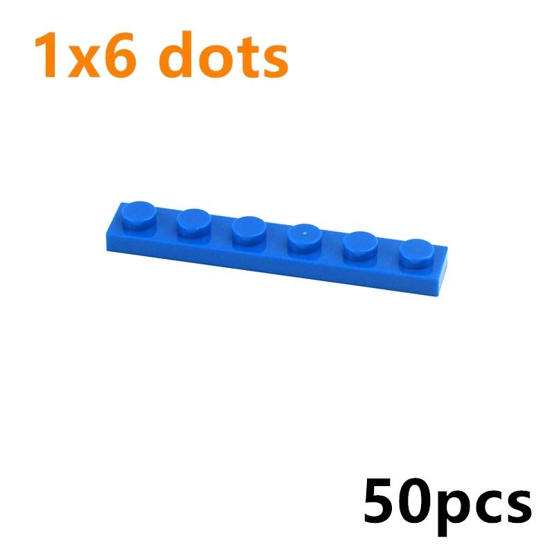 50Pcs DIY Building Blocks Thin Plate 1x6 Dots Classic Bricks Educational Creative Size Compatible With 3666 Toys for Kids