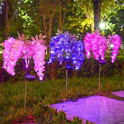 Solar Wisteria Flower Landscape Lights Courtyard Garden Decoration Led Artificial Flower Ground Plug Lights Lawn Lamps
