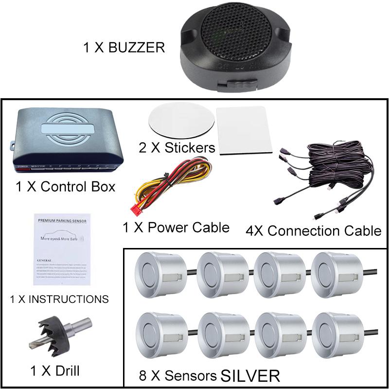 Car Parking Sensor Backup Radar Reversing Assistance Aid Kit with Audio Buzzer Alarm Parking Radar System Car Parking Sensors