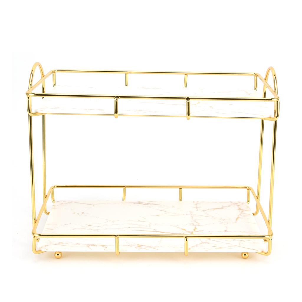 Bathroom Countertop Rack Large Capacity 2 Tiers Gold Bathroom Countertop Rack for Home Hotel