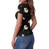 Women Slim Fit Square Neck Short Sleeve Top Vintage Floral Print Stretchy Ribbed Fabric Casual Summer Shirt