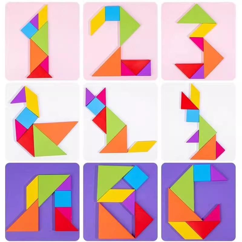 Wooden Tangram Puzzle Educational Toy for First Grade and Kindergarten