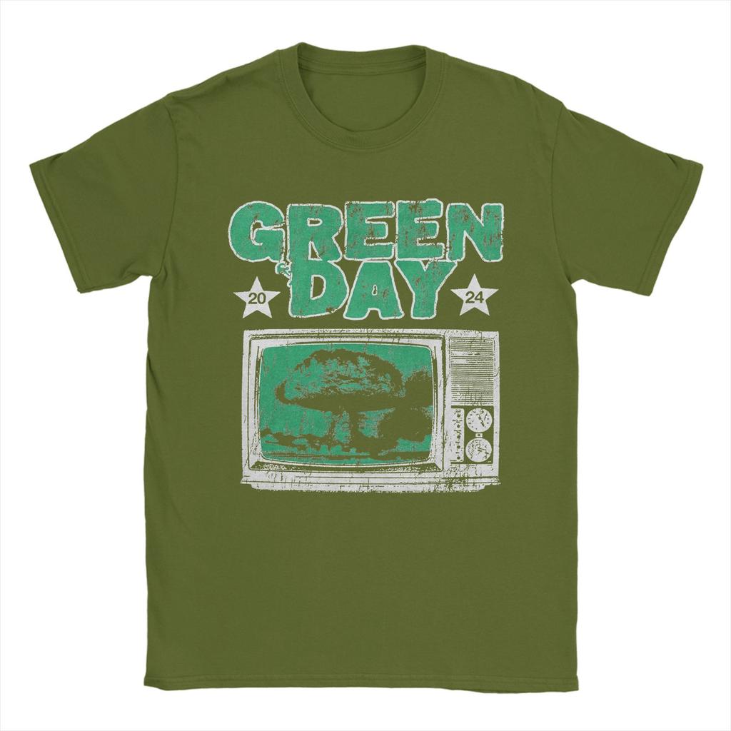 Green Day Band T-Shirts for Men  Novelty Cotton Tee Shirt Round Collar Short Sleeve T Shirt Plus Size Tops