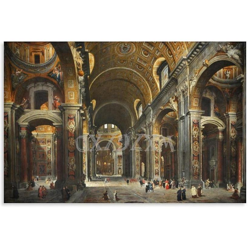 

Giovanni Paolo Panini Poster St. Peter s Basilica Poster Classical Aesthetic Wall Art Canvas Painting Posters And Prints Wall Art for Living Room 12x08inch(30x20cm)