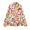 European and American Style, New Women's Clothing, Fashionable, Versatile, Cross-border Multi-color Printed Silk Satin Texture Shirt
