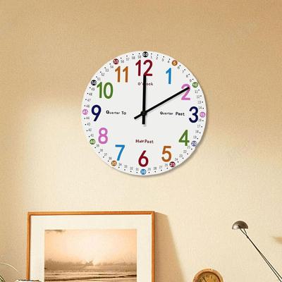 Learning Clock for Kids Teaching Time Decorative Non Ticking Round Wall