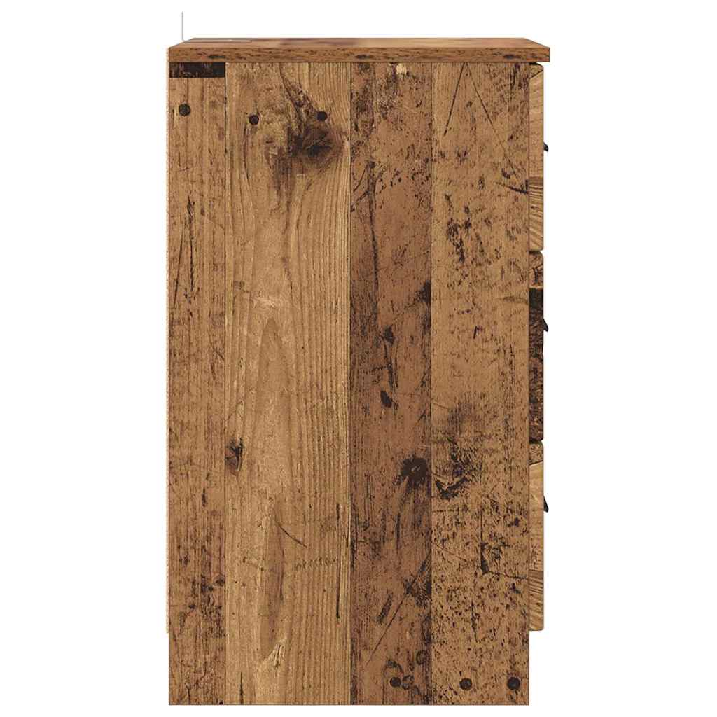 Nightstand with Drawers Rustic Wood Look 38 x 38 x 66 cm Engineered Wood