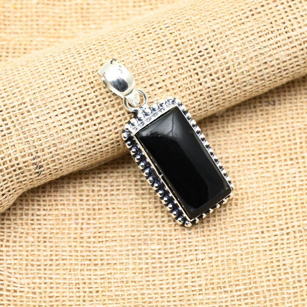Black Spinel Gemstone Handmade 925 Solid Sterling Sliver Jewelry Pendant For Her
