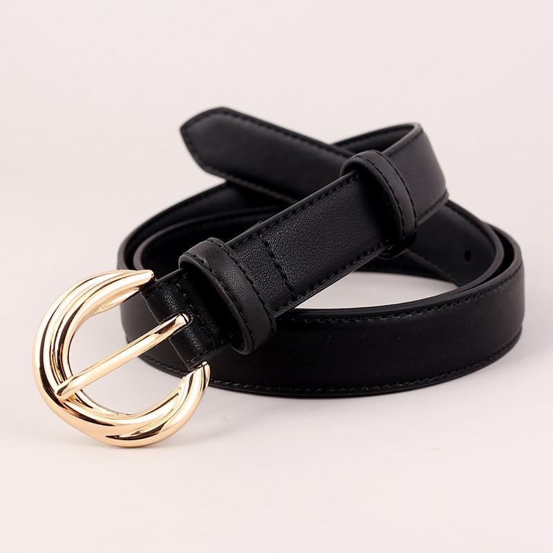 Minimalist Leather Belt For Ladies With Alloy Pin Buckle Versatile Fashion Essential чёрный