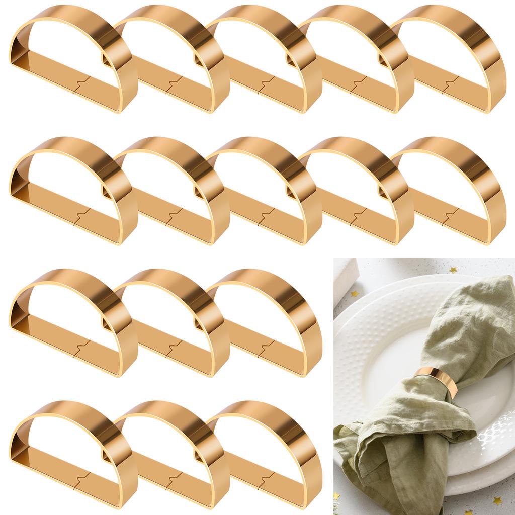 16/100 Metal Napkin Rings Delicate Gold Napkin Ring Rack Simple Napkin Buckle For Wedding Banquet Table Decoration Napkin Rings