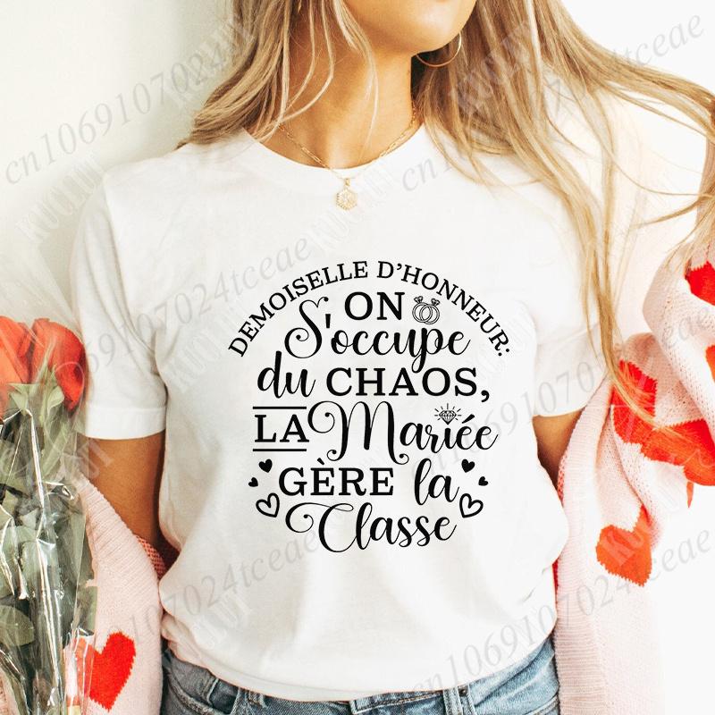 Humor French Bachelorette Party T-Shirt Girls Single Farewell Tees Team Evjf Future Bride Shirt Funny Bridal Shower Wedding Tops