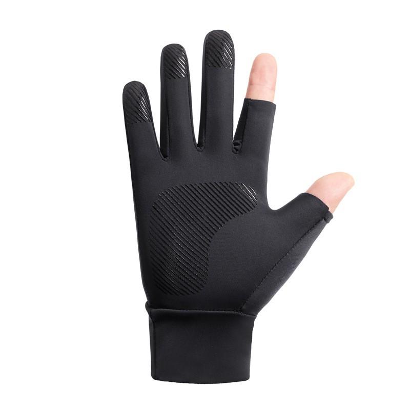 Mens Breathable Ice Silk Cycling Gloves 2-Finger Design Outdoor Riding Driving Sun Protection Lightweight