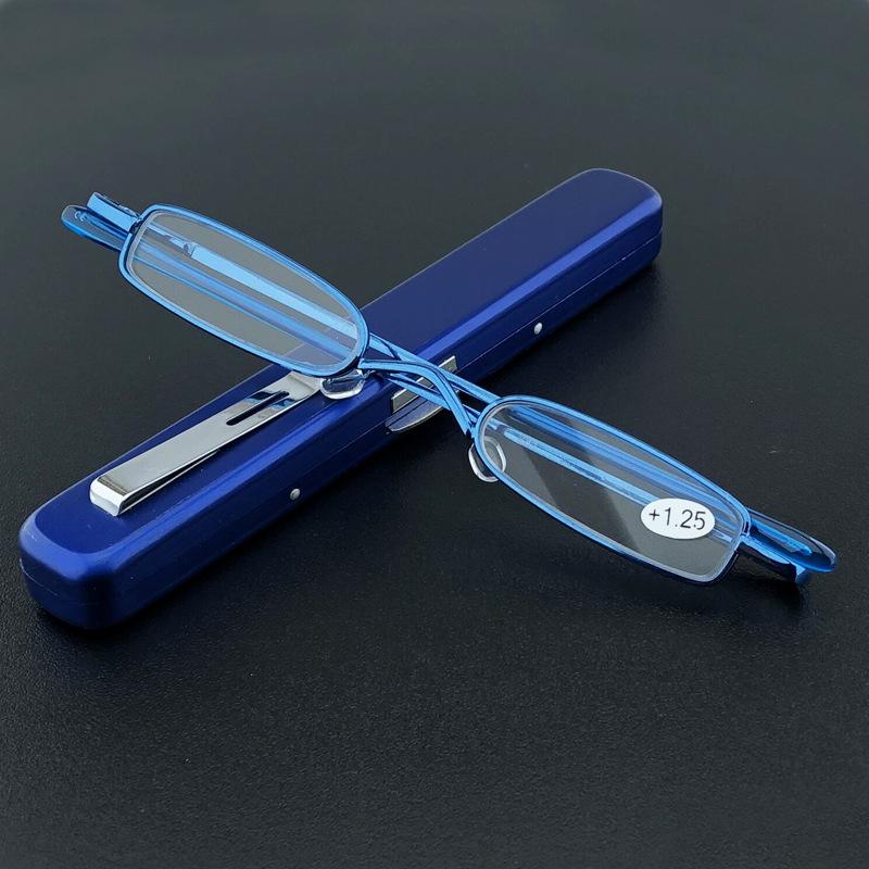 Portable Metal Reading Glasses Womern Men Eyeglasses with Box Metal Frame +125 To +375 Blue Light Reading Glasses Women