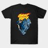 Men Black Print T-shirt Ghost Rider No-Cut Transfer Paper Print Cotton Tshirt