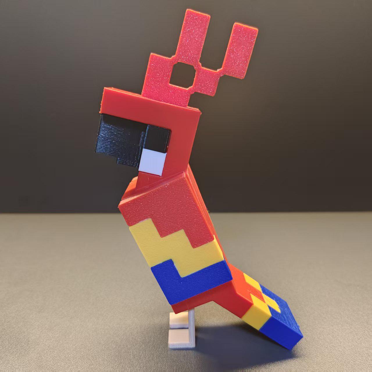 Подвижная 3D-печатная модель попугая для фанатов Minecraft