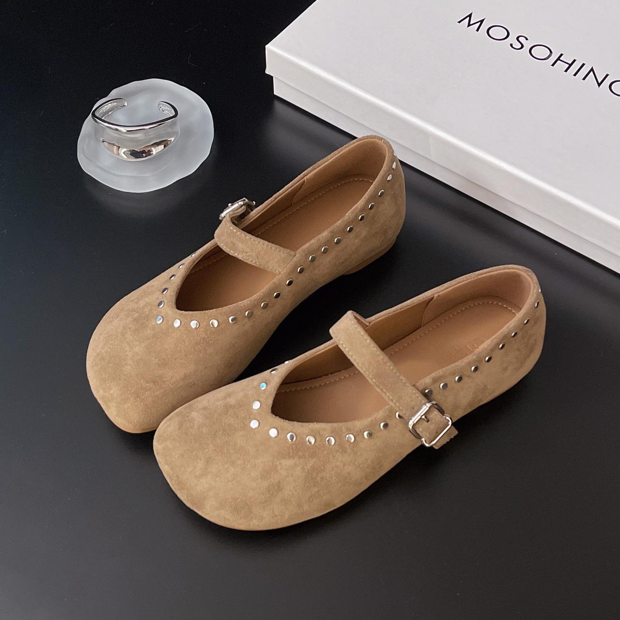 

Мода Новые весенние замшевые элегантные минималистичные балетки Ретро женские туфли с круглым носком для повседневной ходьбы Модная универсальная женская обувь 35 хаки