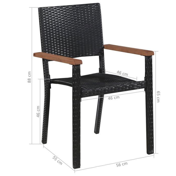 VidaXL Outdoor Furniture 5 Pcs Wicker and Acacia Wood Black