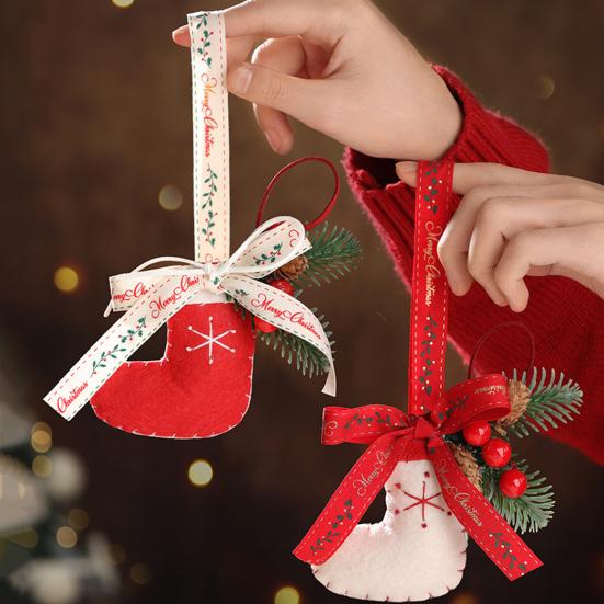 Christmas Ornament Small Boot Mitten Santa Snowman Gingerbread Man Xmas Tree Hanging Ornament Holiday Decorative Car Pendant for Wall Window Decor