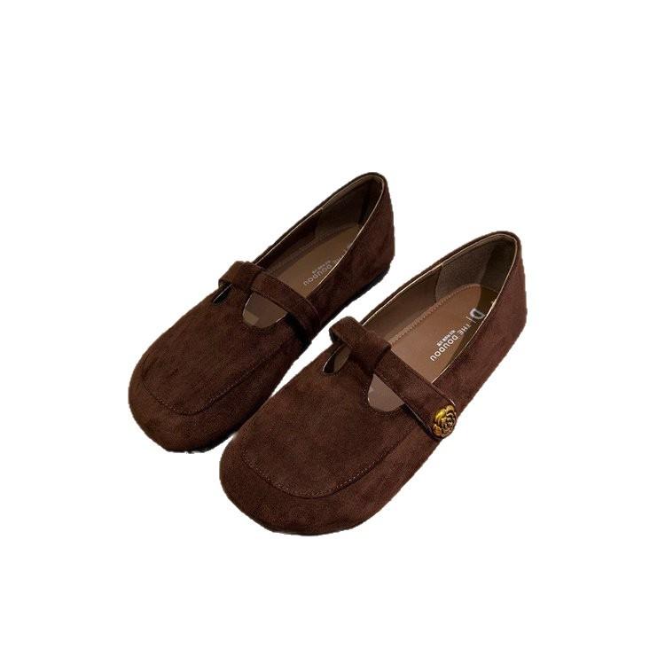 Autumn and Winter New Korean Version of Small Leather Shoes Women's British Style French Retro Soft Leather One-pedal Flat Mary Jane Single Shoes