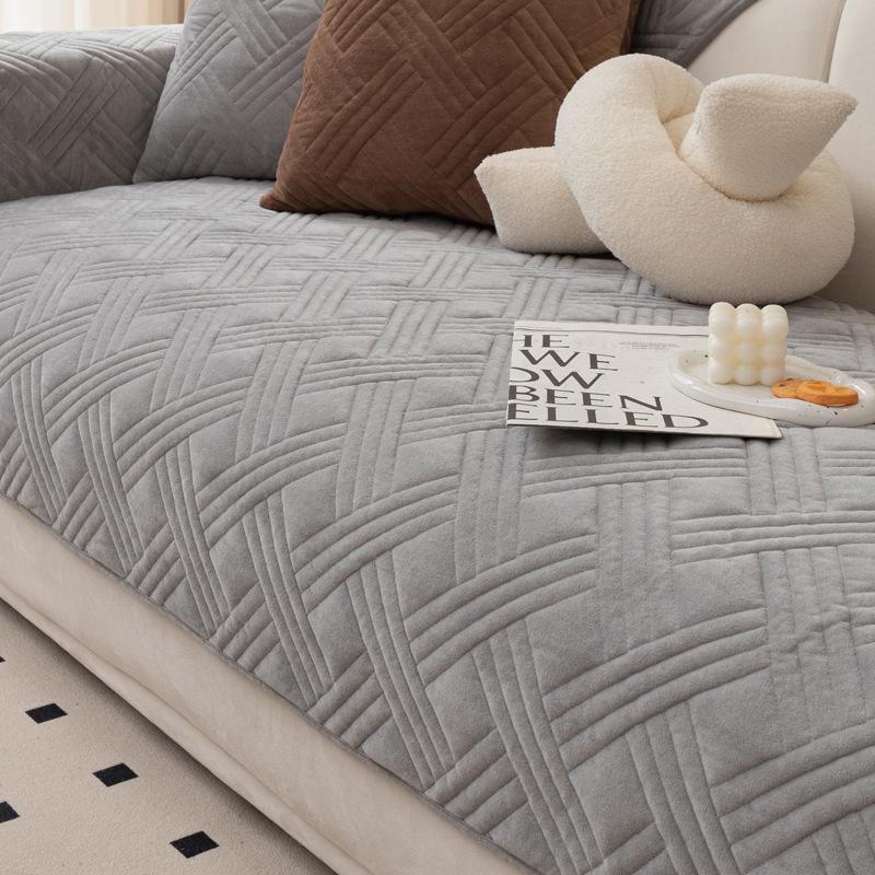 Winter Plush Sofa Cushion Crystal Velvet Four-season Universal Non-slip Seat Cushion Combination Sofa Cover Living Room