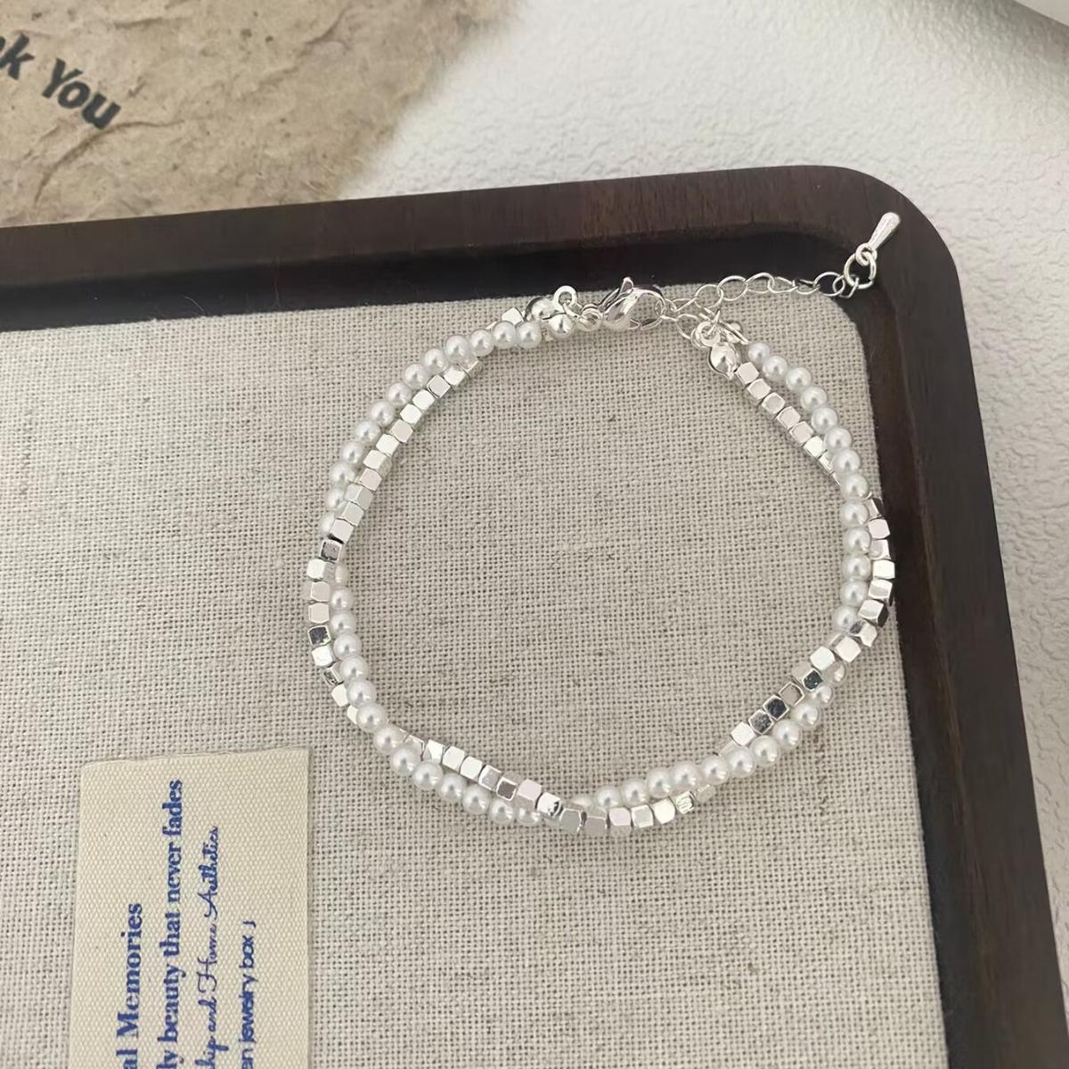 Корейское серебряное жемчужное ожерелье и многослойный браслет на ключицу для женщин