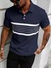 Mens Casual Short Sleeve Striped Polo Shirt Summer Style