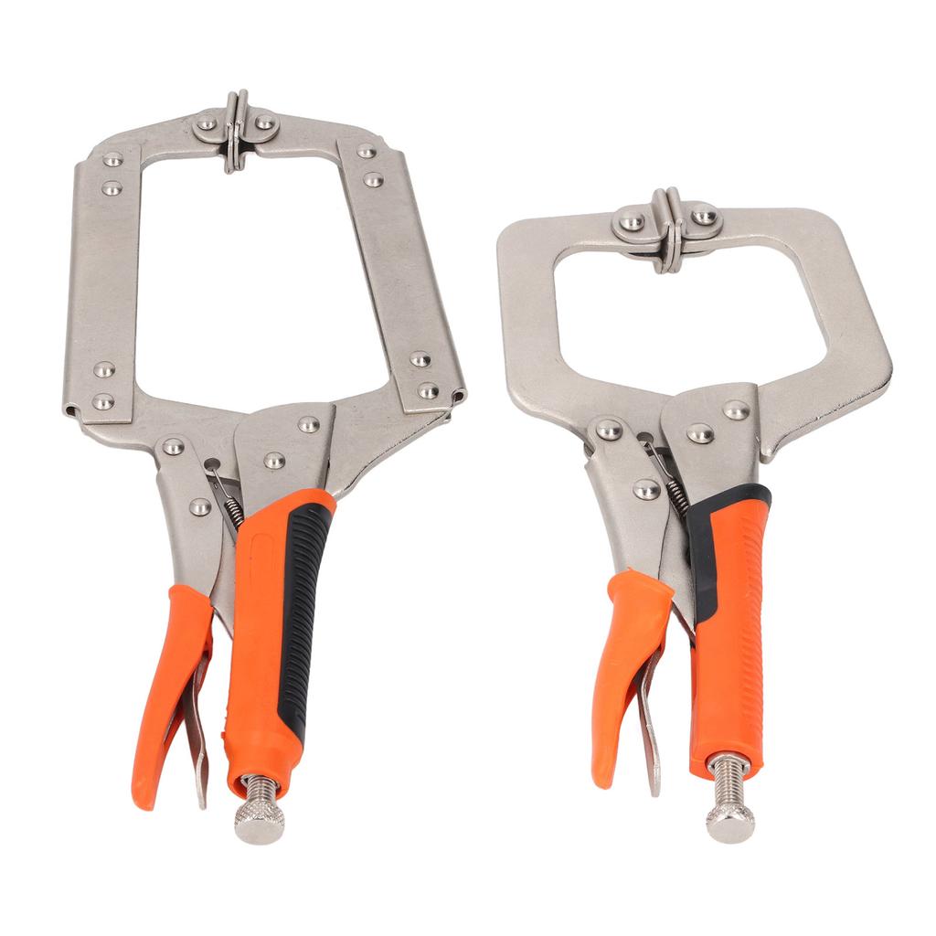 2Pcs Locking C Clamp Pliers Set Heavy Duty Woodworking Face Clamp with Rotating Pads for Welding Poc
