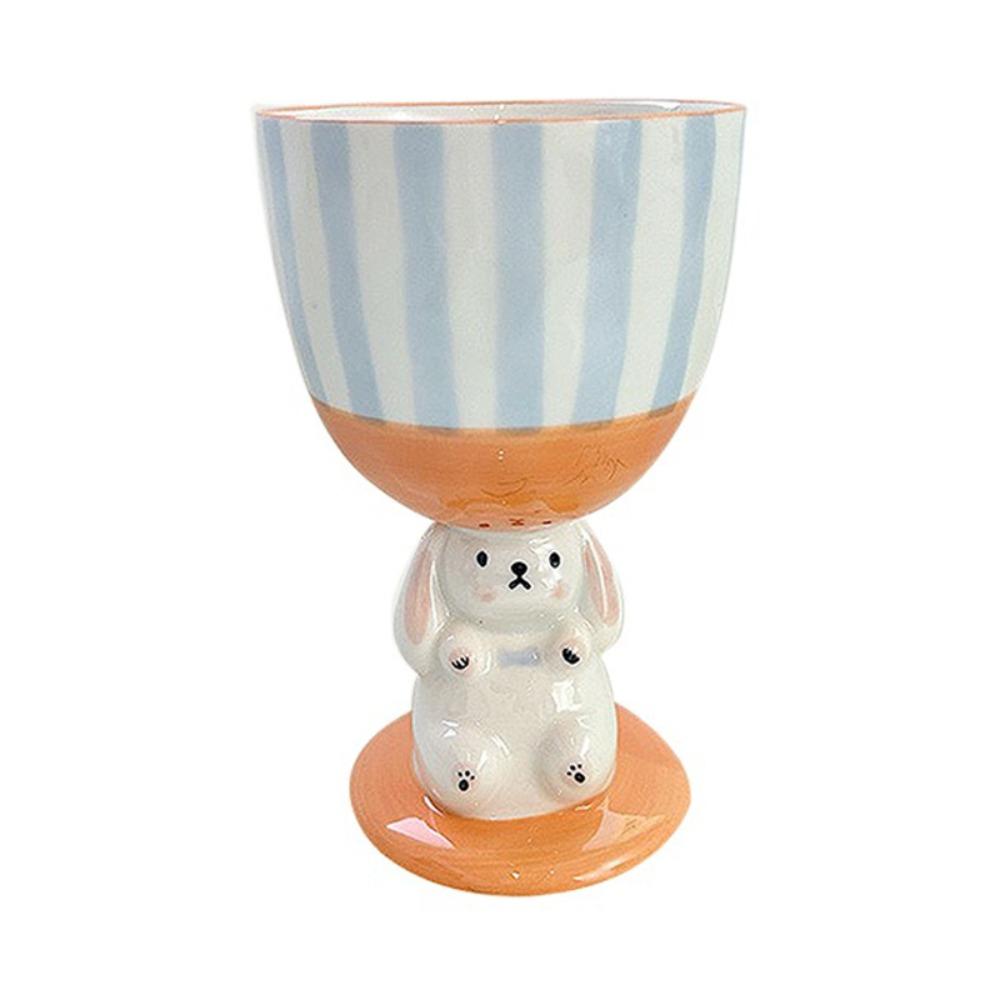 Unique 3D Rabbit Mug Cartoon Ceramic Stemware Large Capacity Irregular Pinch Mug Gift One Size
