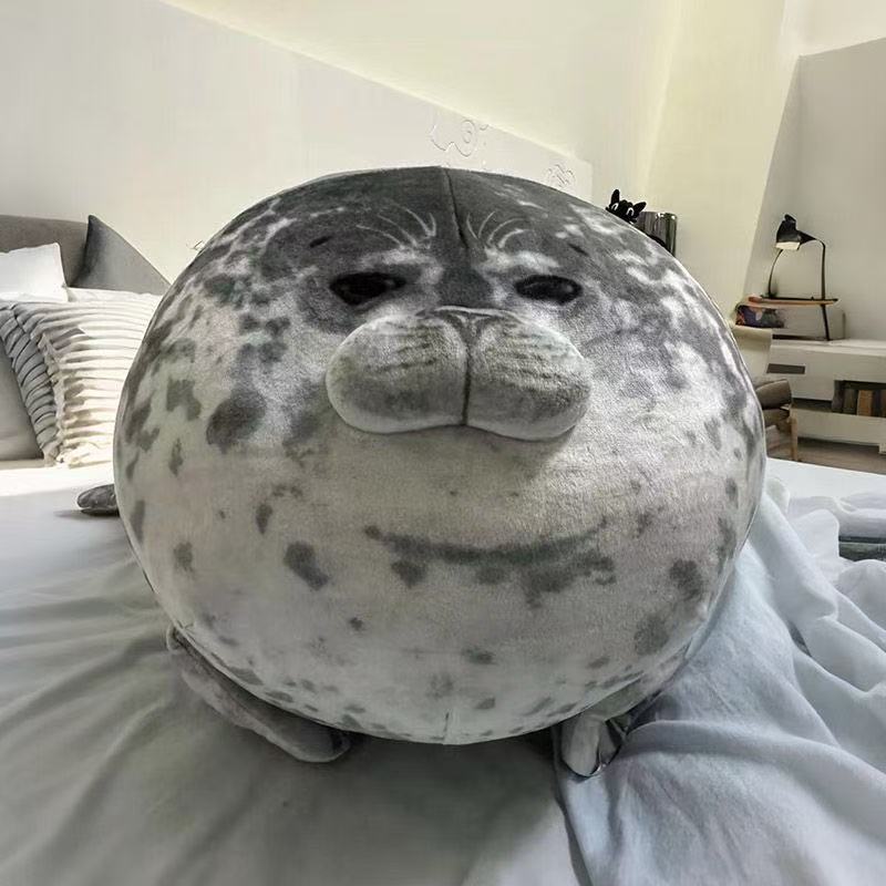 Angry Blob Seal Plush Pillow 3D Chubby Sea Lion Stuffed Animal Soft Sleeping Cushion Cute Gift For Kids Girls