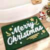 Roter Weihnachts-Faux-Kaschmir-Teppich, Saugfähige Fußmatte, Schmutzabweisende Badematte, Festliche Feiertagsdekoration Haushaltsbodenmatte, Verschleißfeste Fußmatte