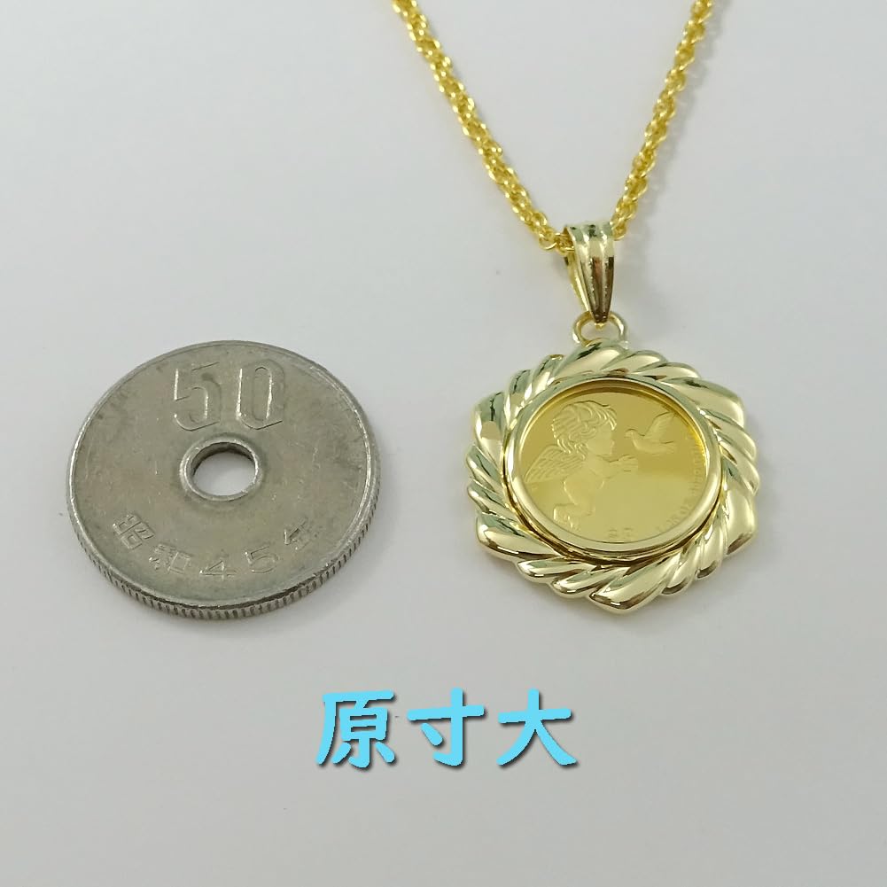 And My Jewelry Pure Gold Tuvalu Angel Pendant 24K Gold and 18K Gold Frame with 18K Gold Frame and Tempered TUVAL2022 QUEEN ELIZABETH II [Your Box]