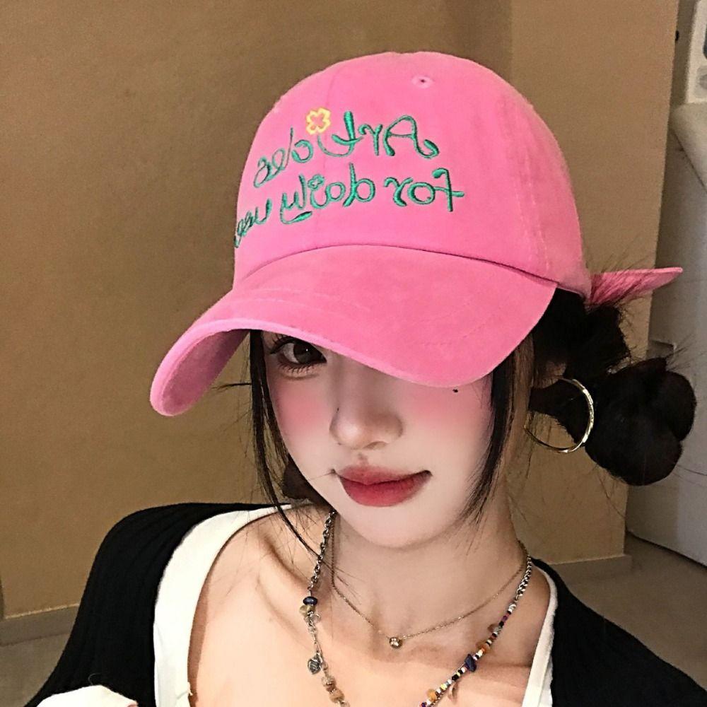 Casual Creative Embroidered Baseball Cap Flower Letter Cartoon Baseball Hat Peaked Cap Fashion Cotton Baseball Cap Street