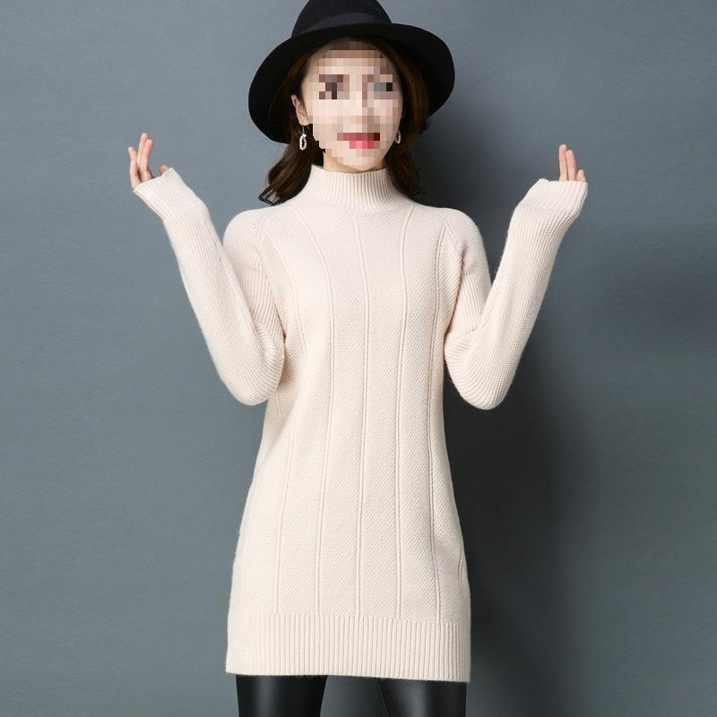 No shirt fleece pullover medium and long solid color semi-turtleneck fleece slim-fit sweater skirt sweater women s