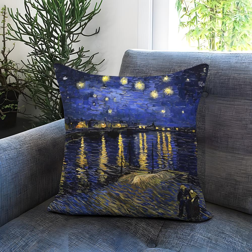 Popular Vincent Van Goghs Cushion Cover Comfortable Reversible Pillow Cover Ideal For Car Sofa Bedroom & Beyond
