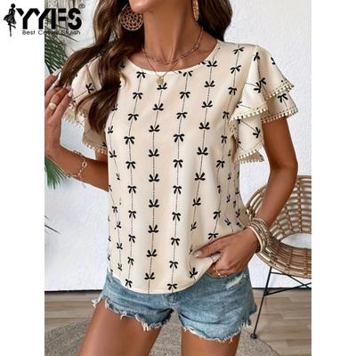 Camicette e camicie con scollo a maniche corte, primavera estate, moda casual da donna